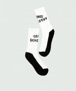 White & Black Tulones Currency Socks Accessories